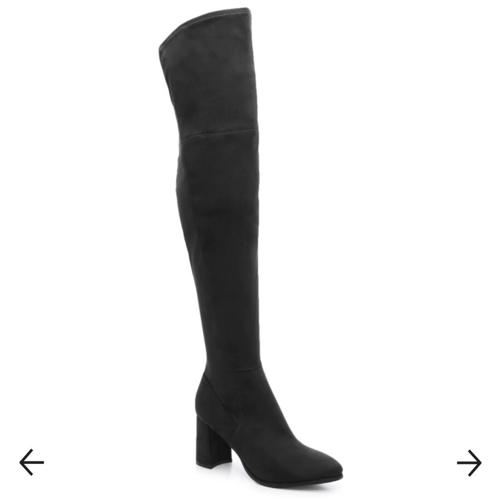 Marc Fisher Darton over the knee faux suede black boots Sz 8W wide calf
